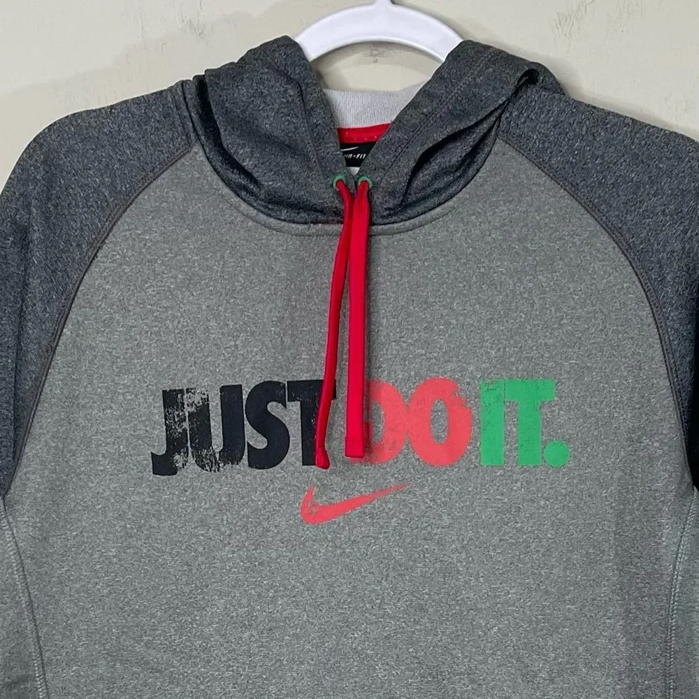 Nike Therma-Fit JUST DO IT Hooded Sweatshirt Colorful Graphics Activewear Size M